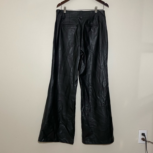 Anthropologie The Naomi Wide Leg Flare Pants Faux Leather - Picture 7 of 8